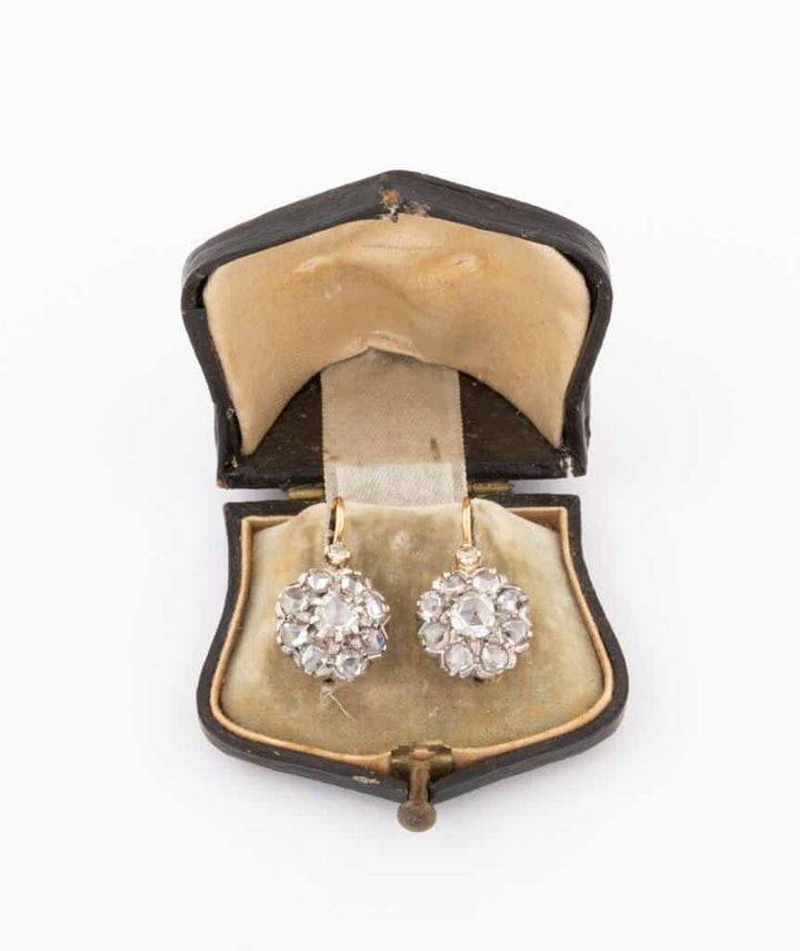 Caillou Paris Dormeuses Anciennes Diamants %22aapo%22 Ecrin