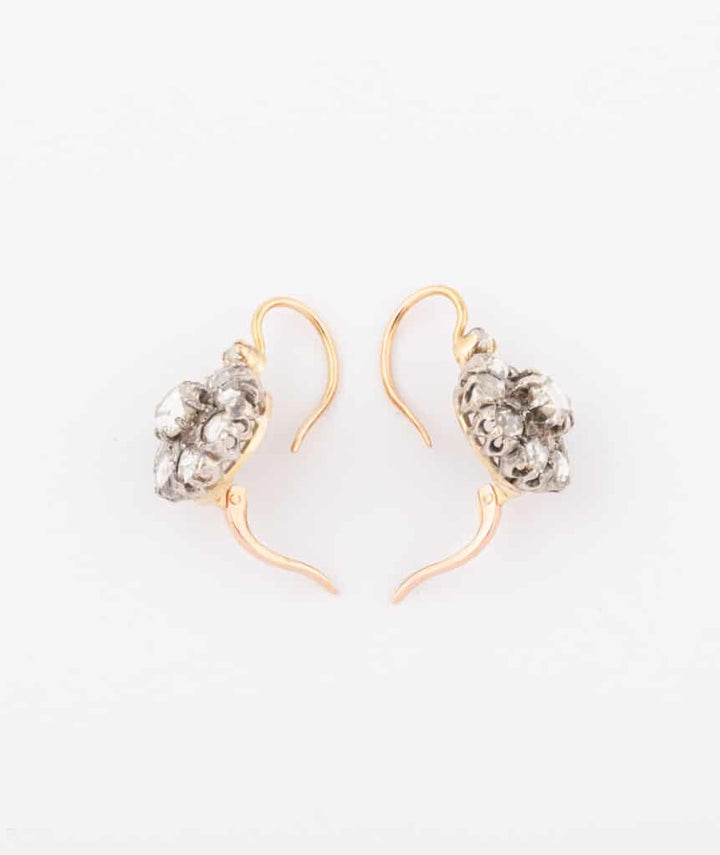 Caillou Paris Dormeuses Anciennes Diamants %22aapo%22 Ouvertes