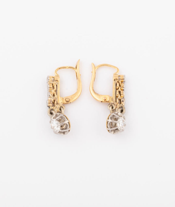 Boucles d'oreilles anciennes en diamants - Caillou PAris