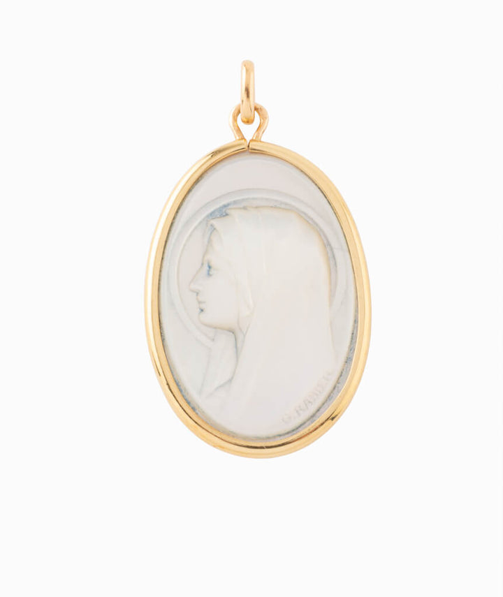 Caillou Paris - Medaille ancienne or et nacre Urdie face