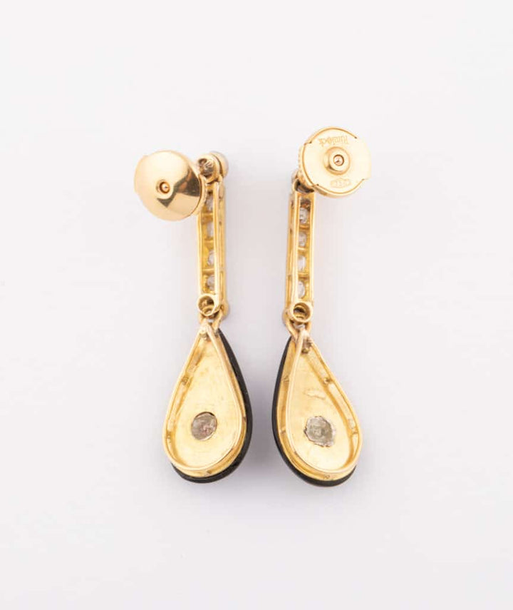 Caillou Paris Pendants d oreilles Art deco onyx et diamants Matti dos