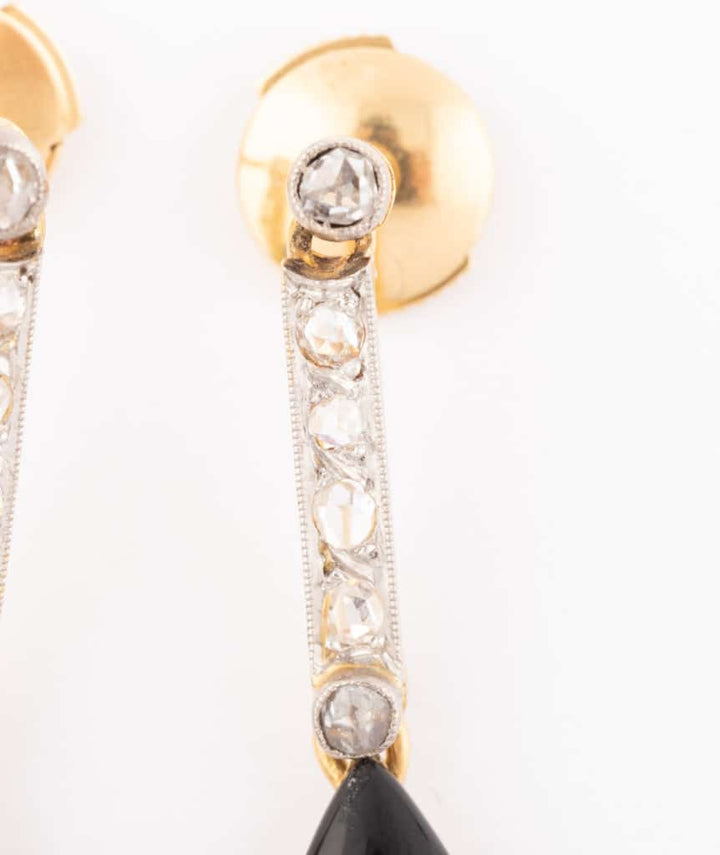 Pendants d'oreilles Art déco onyx et diamants "Matti"