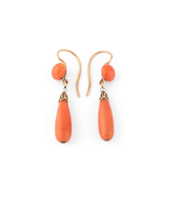 Caillou Paris Pendants D'oreilles Ancien Corail Fiora Cote