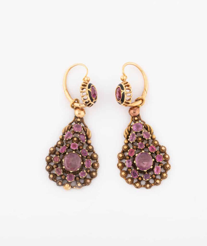 Caillou Paris Pendants D'oreilles Ancien Rubis %22alia%22 Profil
