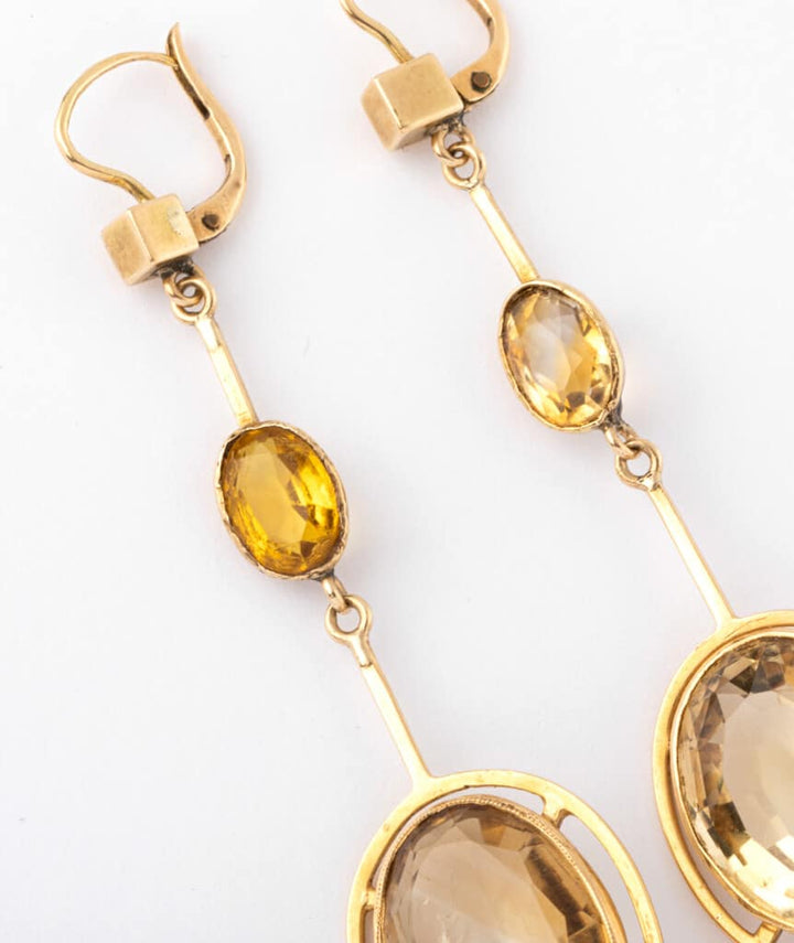 Caillou Paris - Pendants d'oreilles anciens citrines Mendy detail 2