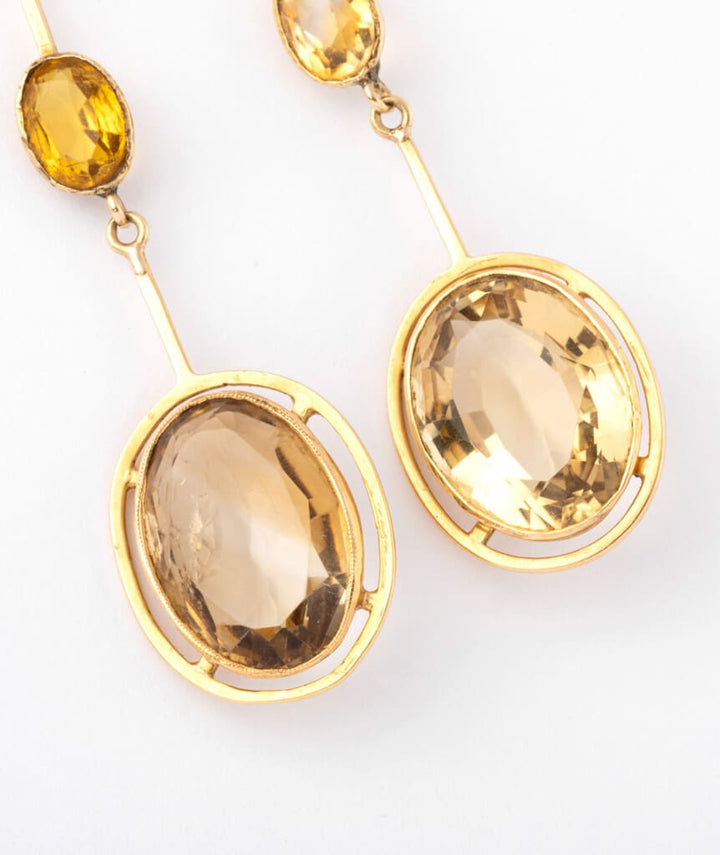 Caillou Paris - Pendants d'oreilles anciens citrines Mendy detail 3