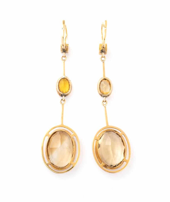 Caillou Paris - Pendants d'oreilles anciens citrines Mendy dos