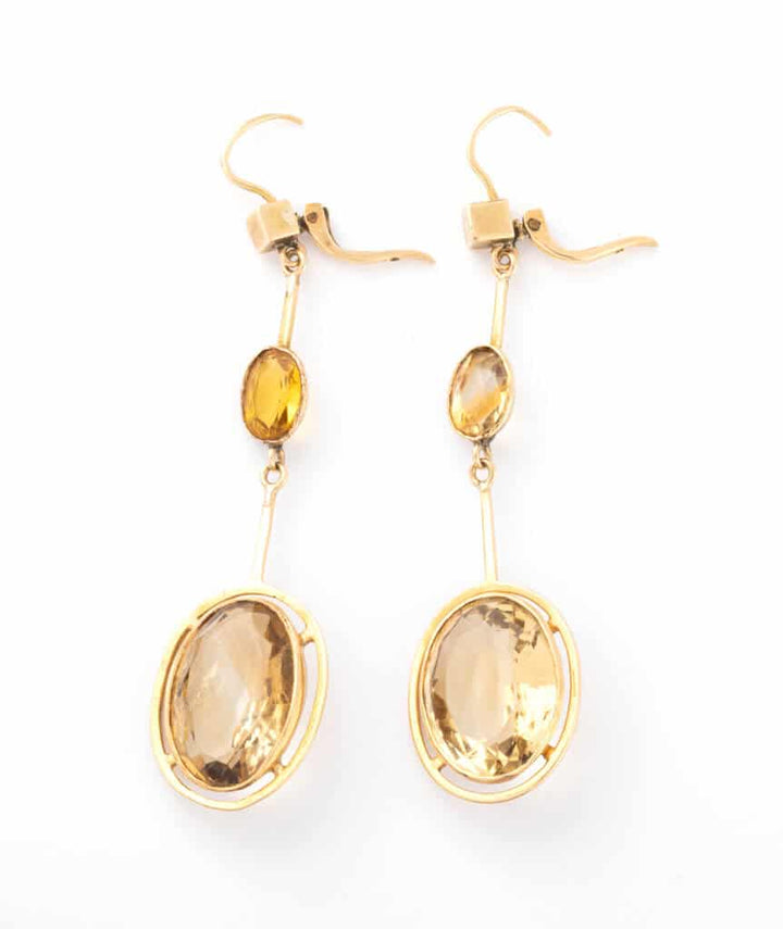 Caillou Paris - Pendants d'oreilles anciens citrines Mendy ouverts