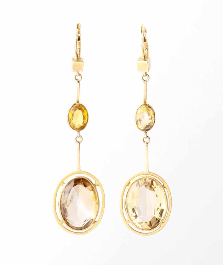 Caillou Paris - Pendants d'oreilles anciens citrines Mendy