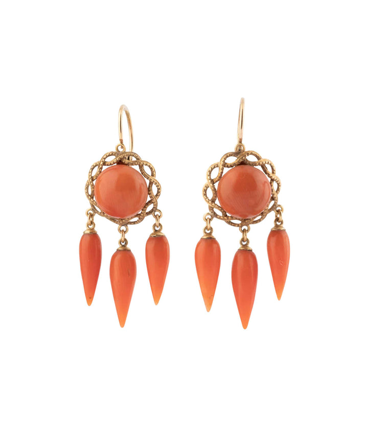 Caillou Paris Pendants Oreilles Anciens Corail Blin