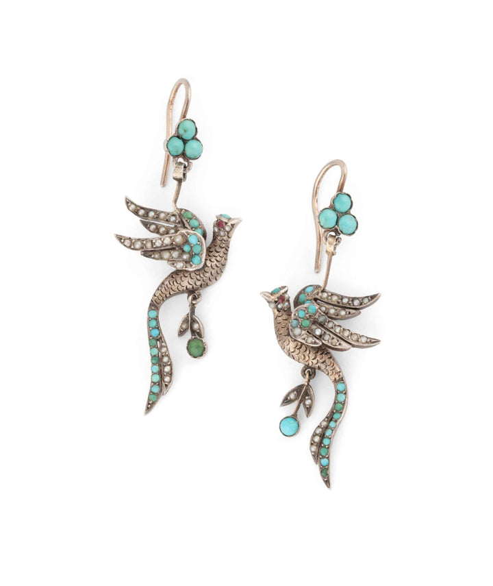Caillou Paris Pendants Oreilles Anciens Perles Et Turquoises Reisel Details