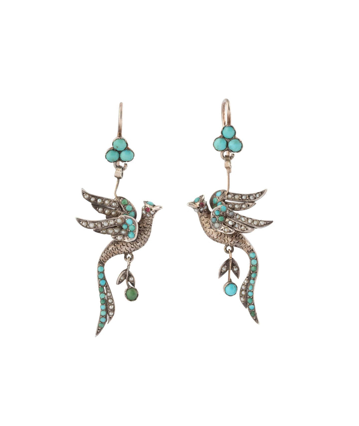 Caillou Paris Pendants Oreilles Anciens Perles Et Turquoises Reisel