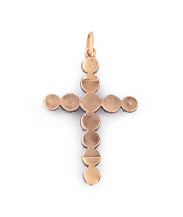 Pendentif ancien croix diamants Hira dos