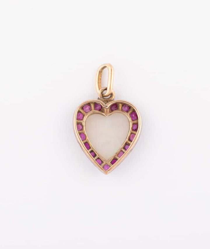 Caillou Paris Pendentif Ancien Opale Et Rubis Gar Dos