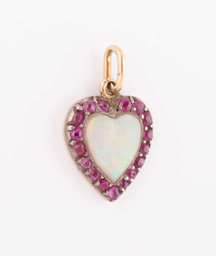 Caillou Paris Pendentif Ancien Opale Et Rubis Gar Droite