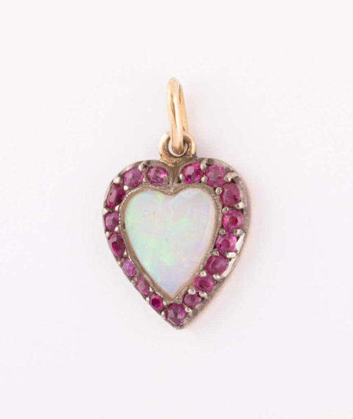 Caillou Paris Pendentif Ancien Opale Et Rubis Gar Gauche