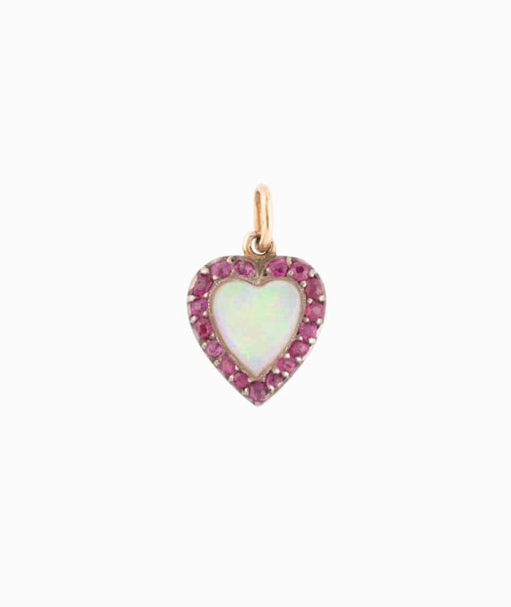 Caillou Paris Pendentif Ancien Opale Et Rubis Gar