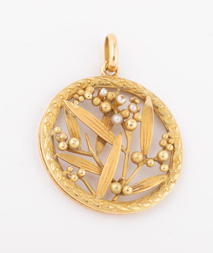 Caillou Paris Pendentif Art Nouveau Or %22kane%22 Gros Plan 1