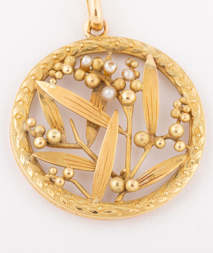 Caillou Paris Pendentif Art Nouveau Or %22kane%22 Gros Plan 2