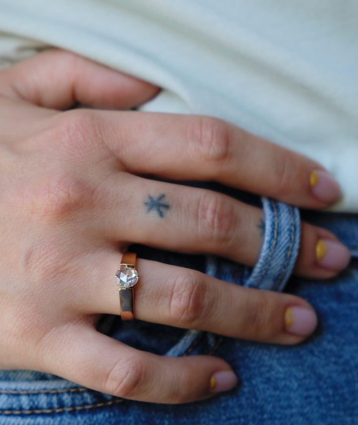 Bague solitaire ancien diamant "Madenn"