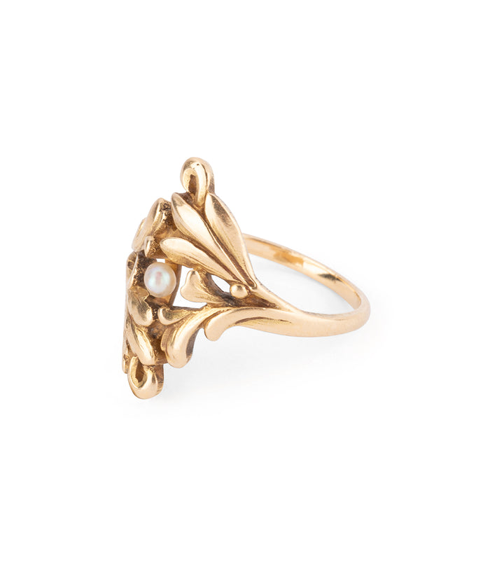 18k gold pearl Art nouveau ring "Heia" - Caillou Paris