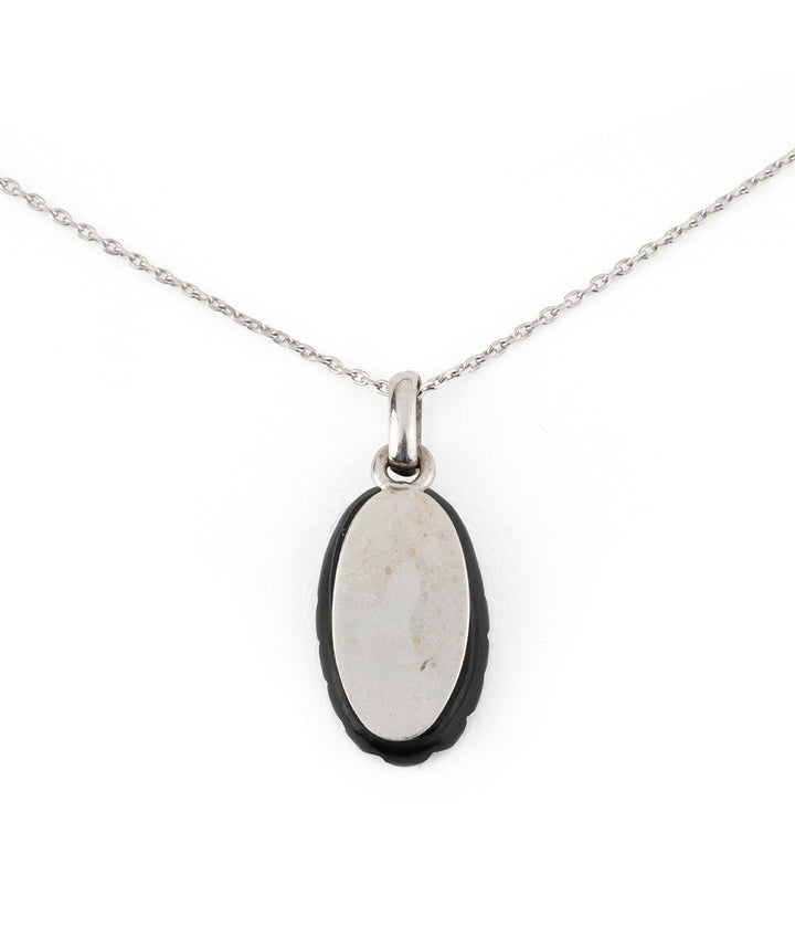 Ancien collier or blanc onyx Petula - Caillou Paris