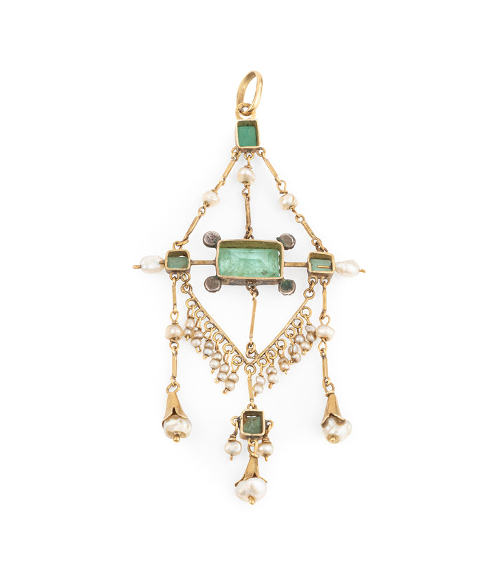 Ancien-pendentif-emeraudes-perles-Wennie-Caillou-Paris