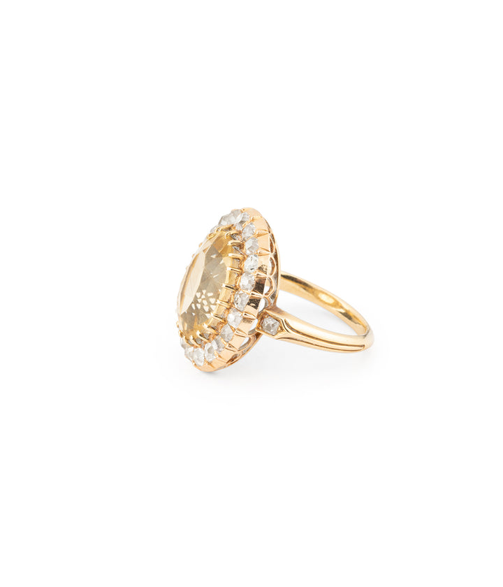 Ancienne bague Marguerite citrine diamants Genny - Caillou Paris