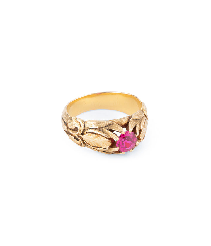 Ancienne bague fleurs rubis "Oursa" - Caillou Paris