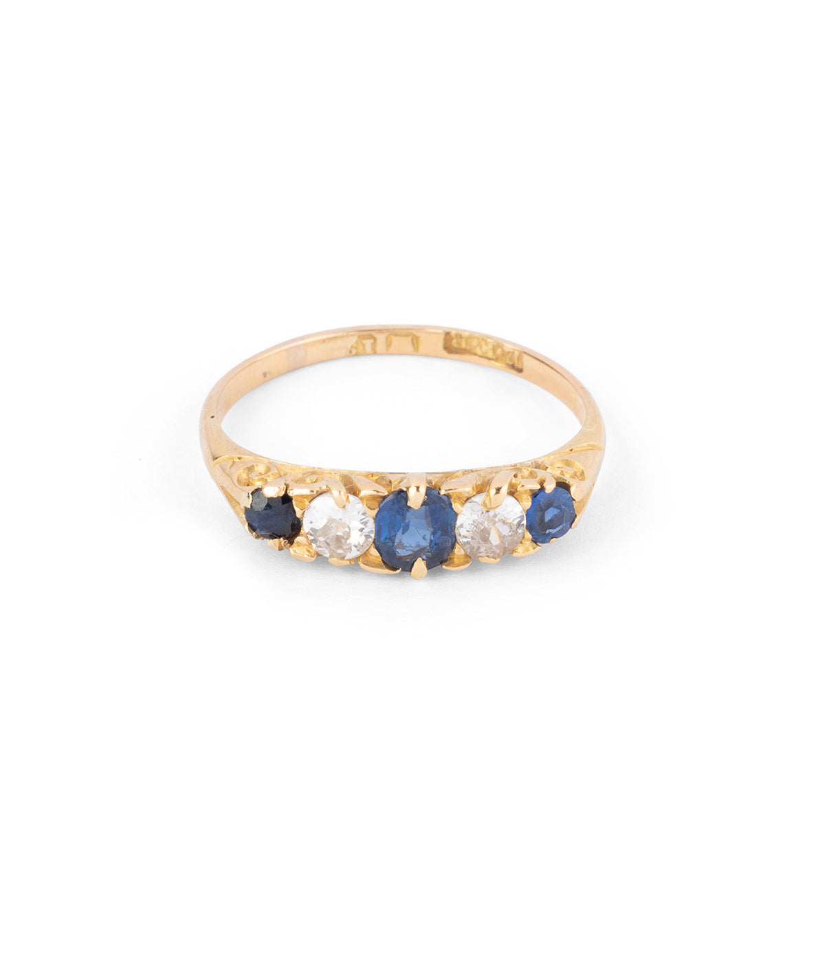 ancienne bague jarretière en diamants et saphirs "Euzen" - Caillou Paris