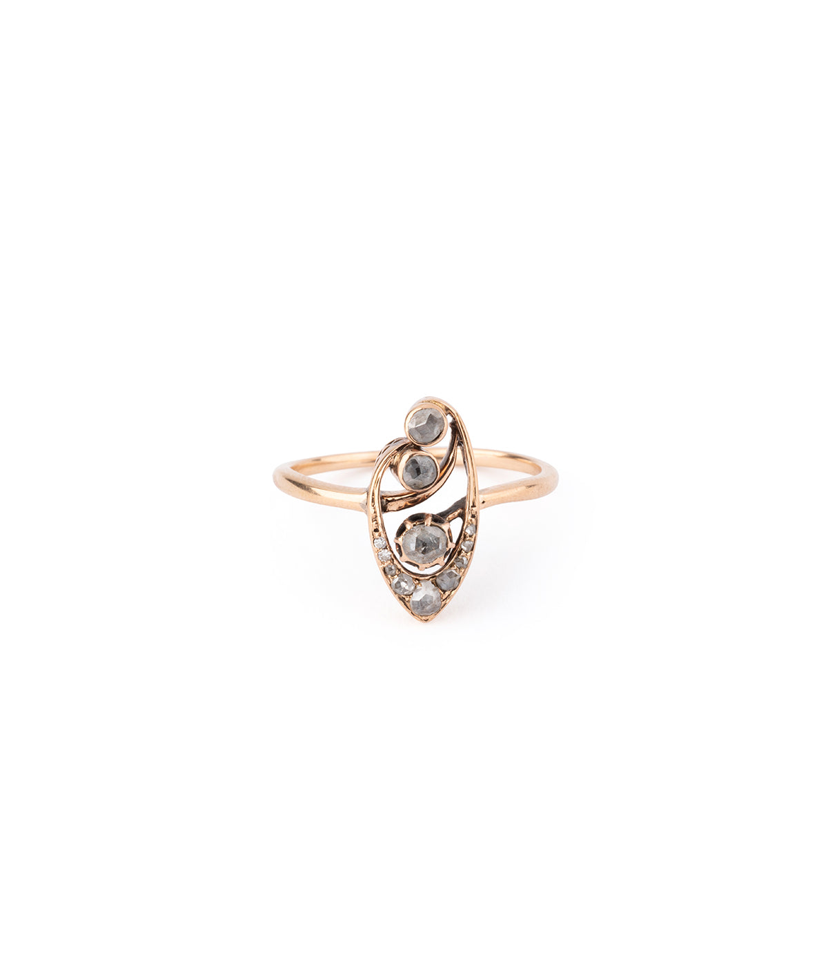 Ancienne bague marquise en diamants taille rose "Elsu" - Caillou Paris 