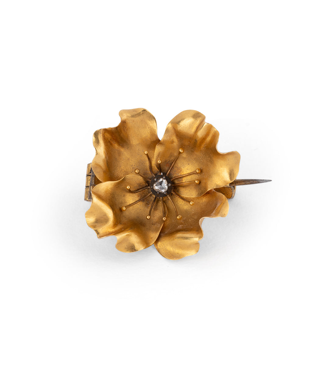Ancienne broche fleur en or et diamant "Corina" - Caillou Paris