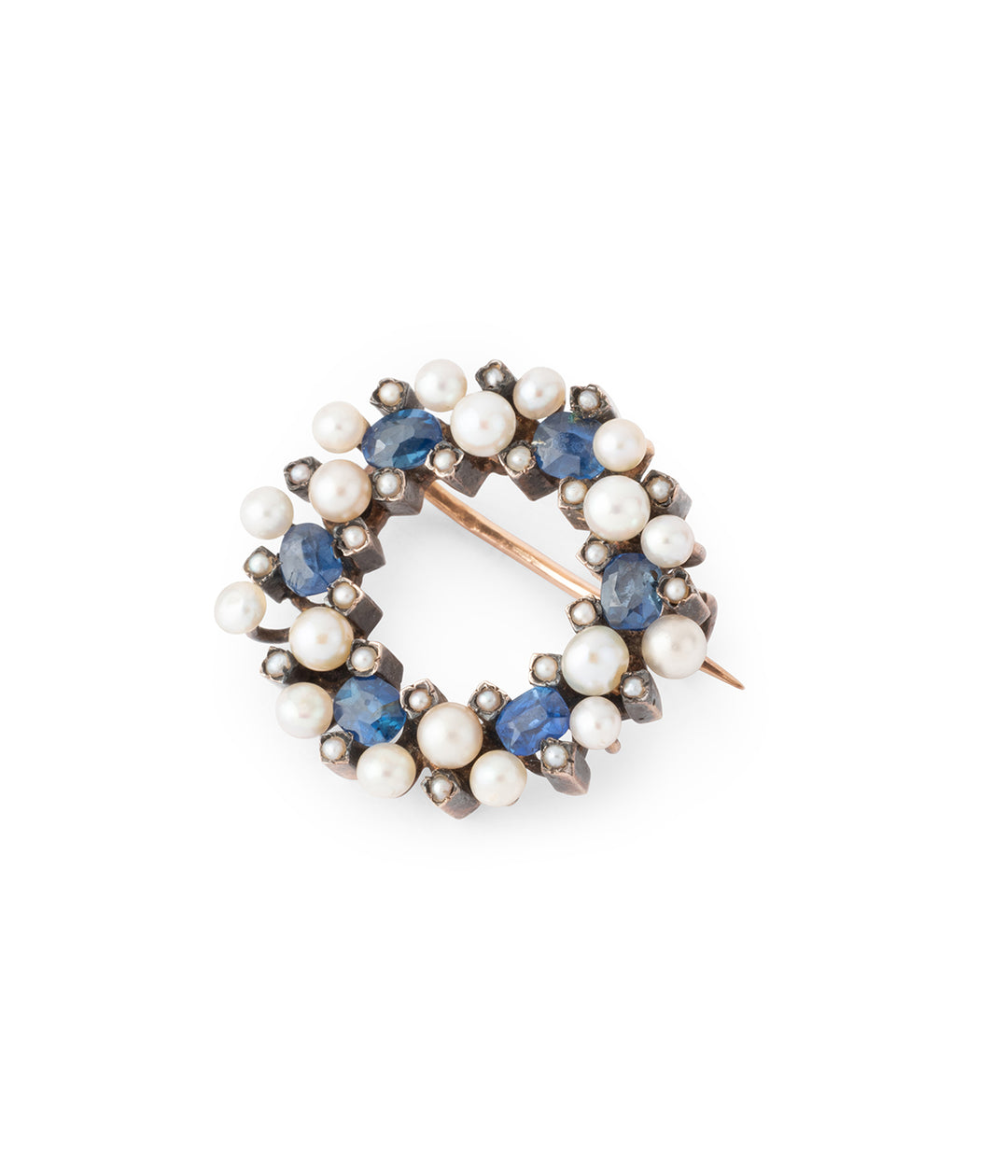 Ancienne-broche-saphirs-perles-Joska