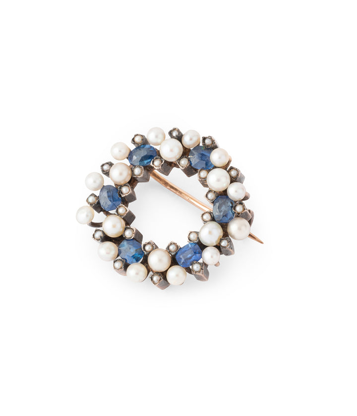 Ancienne-broche-saphirs-perles-Joska