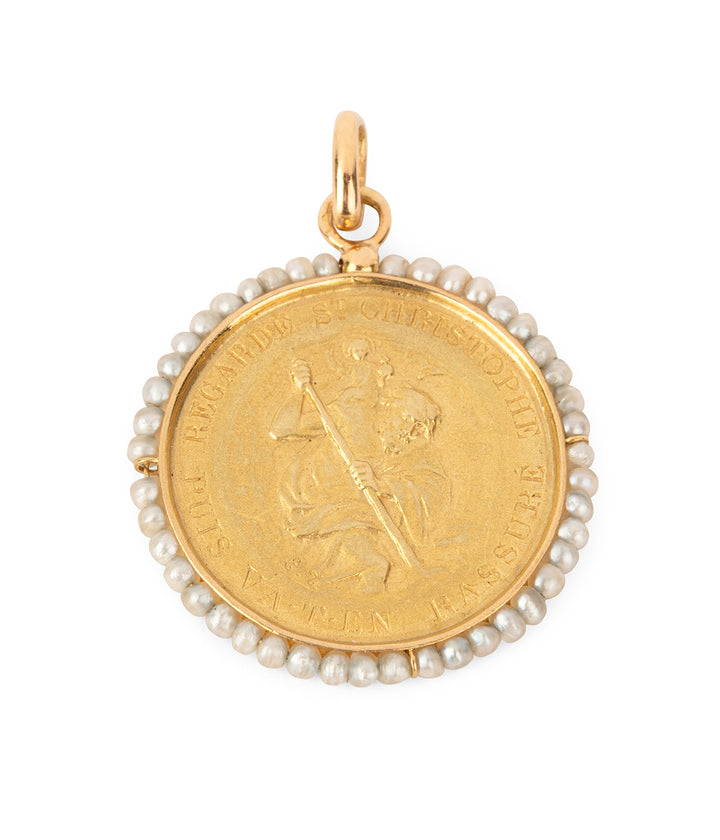 Ancienne-medaille-religieuse-or-18k-perles-Caillou-Paris