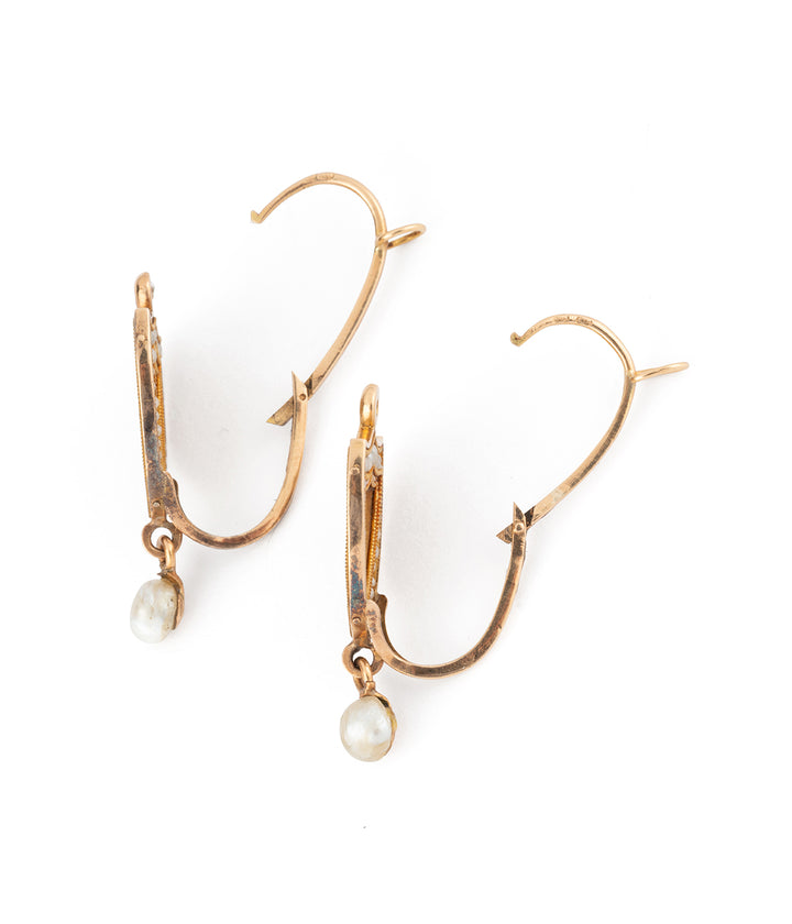 Anciennes boucles d'oreilles poissardes perles Thiemo - Caillou Paris