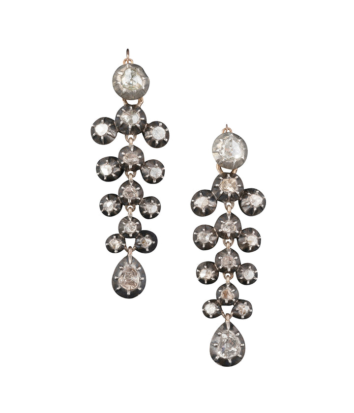 Anciennes boucles d'oreilles en argent et diamants "Ronny" - Caillou Paris 