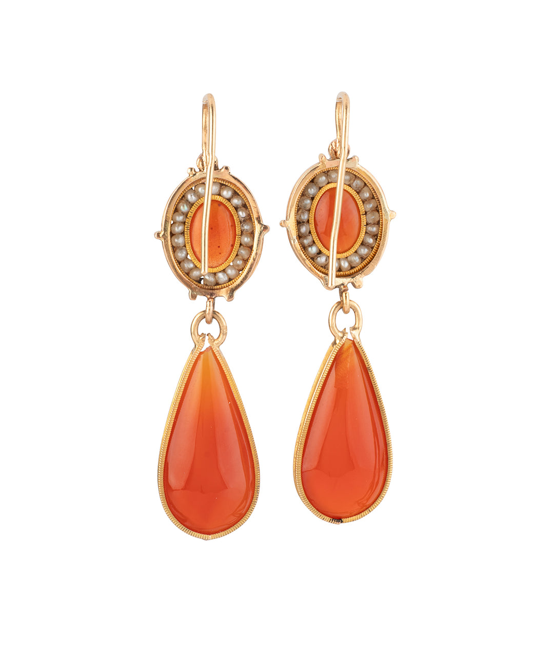 Anciennes-boucles-oreilles-cornaline-perles-Gengou-Caillou-Paris