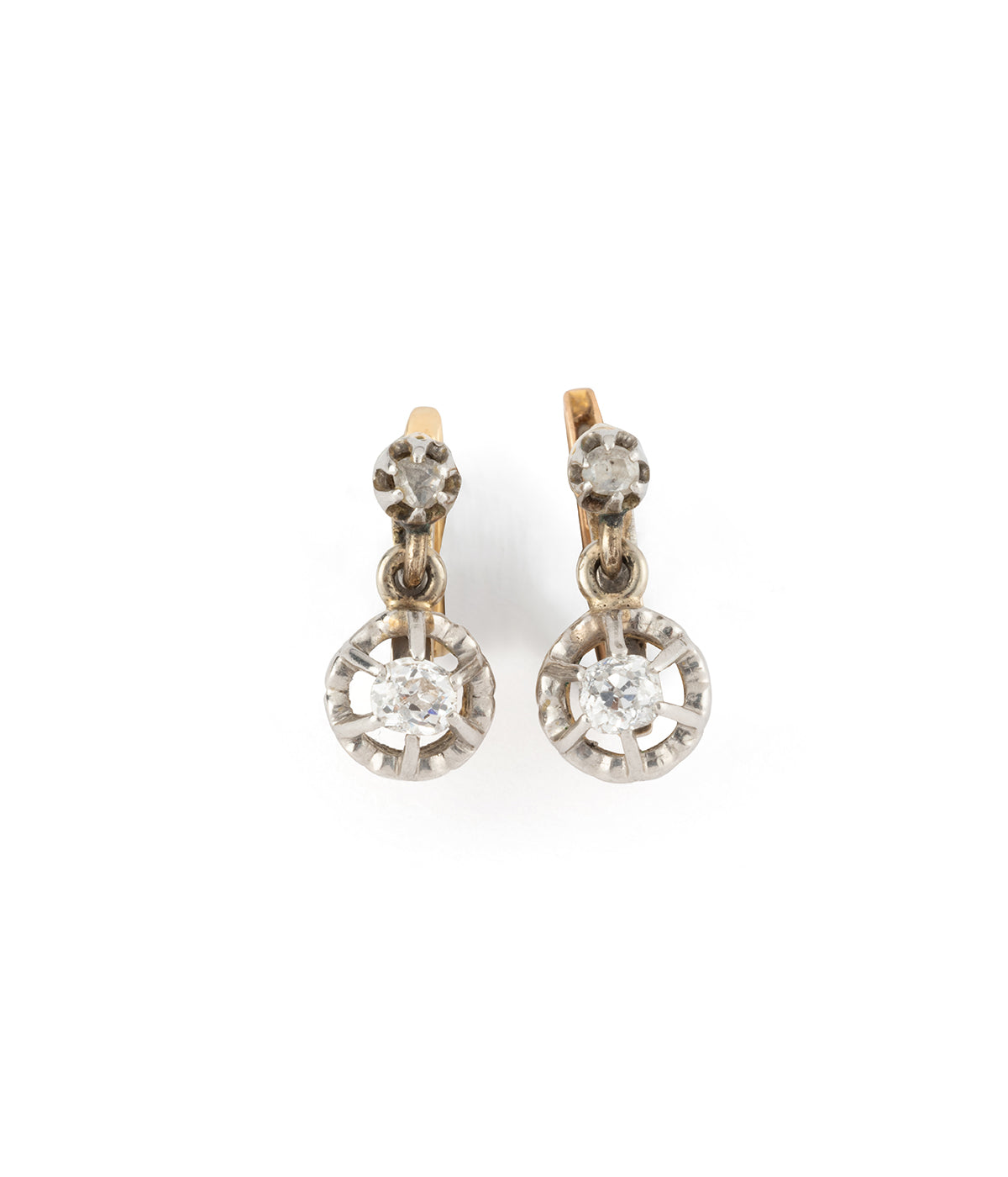Anciennes boucles d'oreilles dormeuses en diamants "Eilam" - Caillou Paris