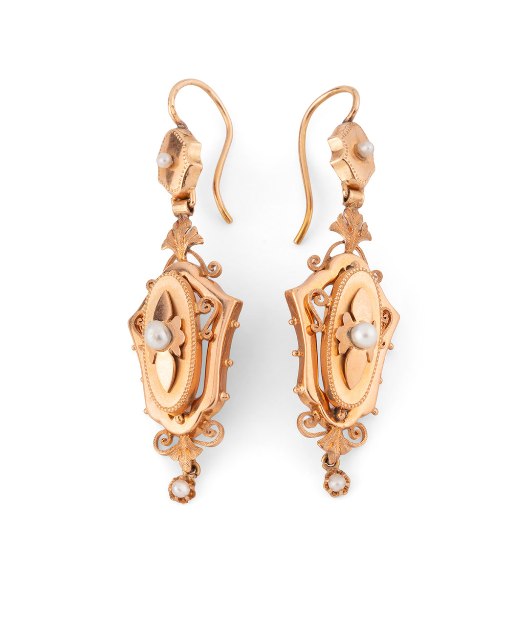 Anciennes boucles d'oreilles en or et perles "Ebba" - Caillou Paris 