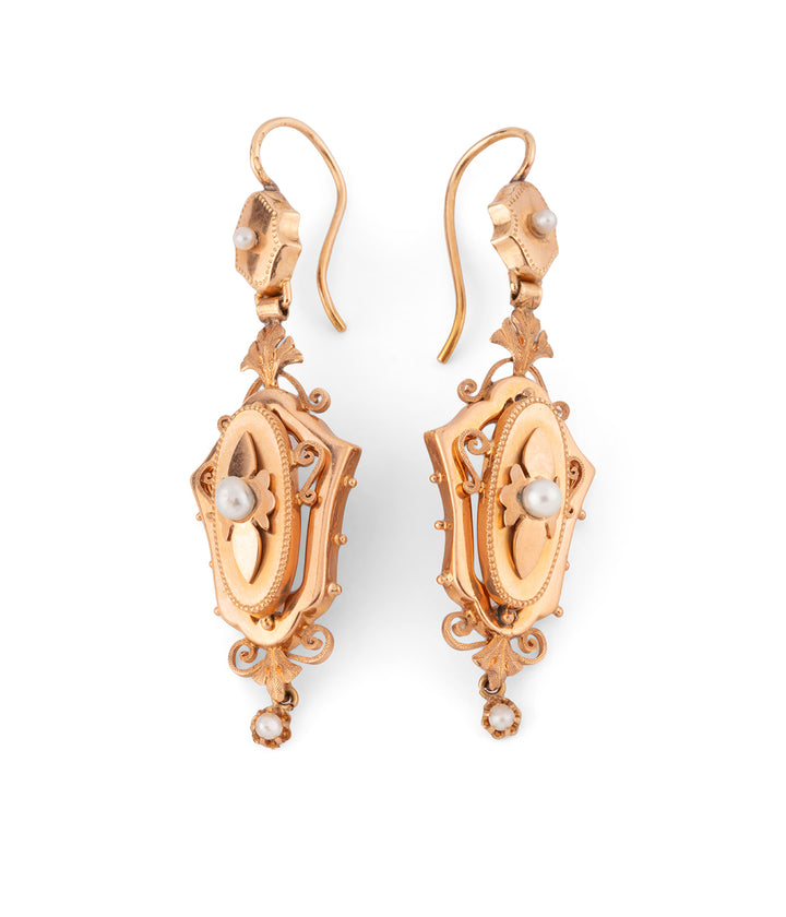 Anciennes boucles d'oreilles en or et perles "Ebba" - Caillou Paris 