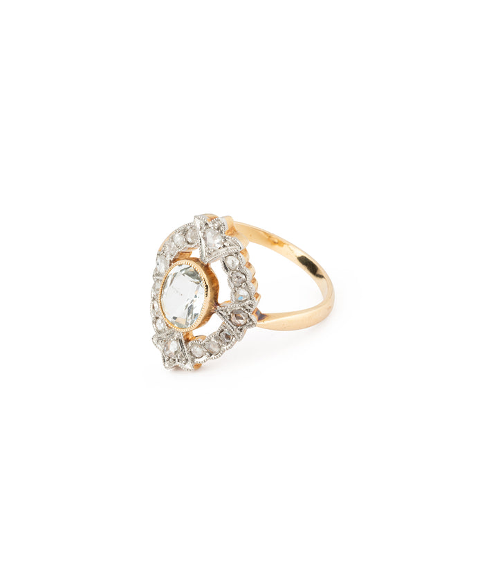 Antique aquamarine diamond ring "Cesarita" - Caillou Paris