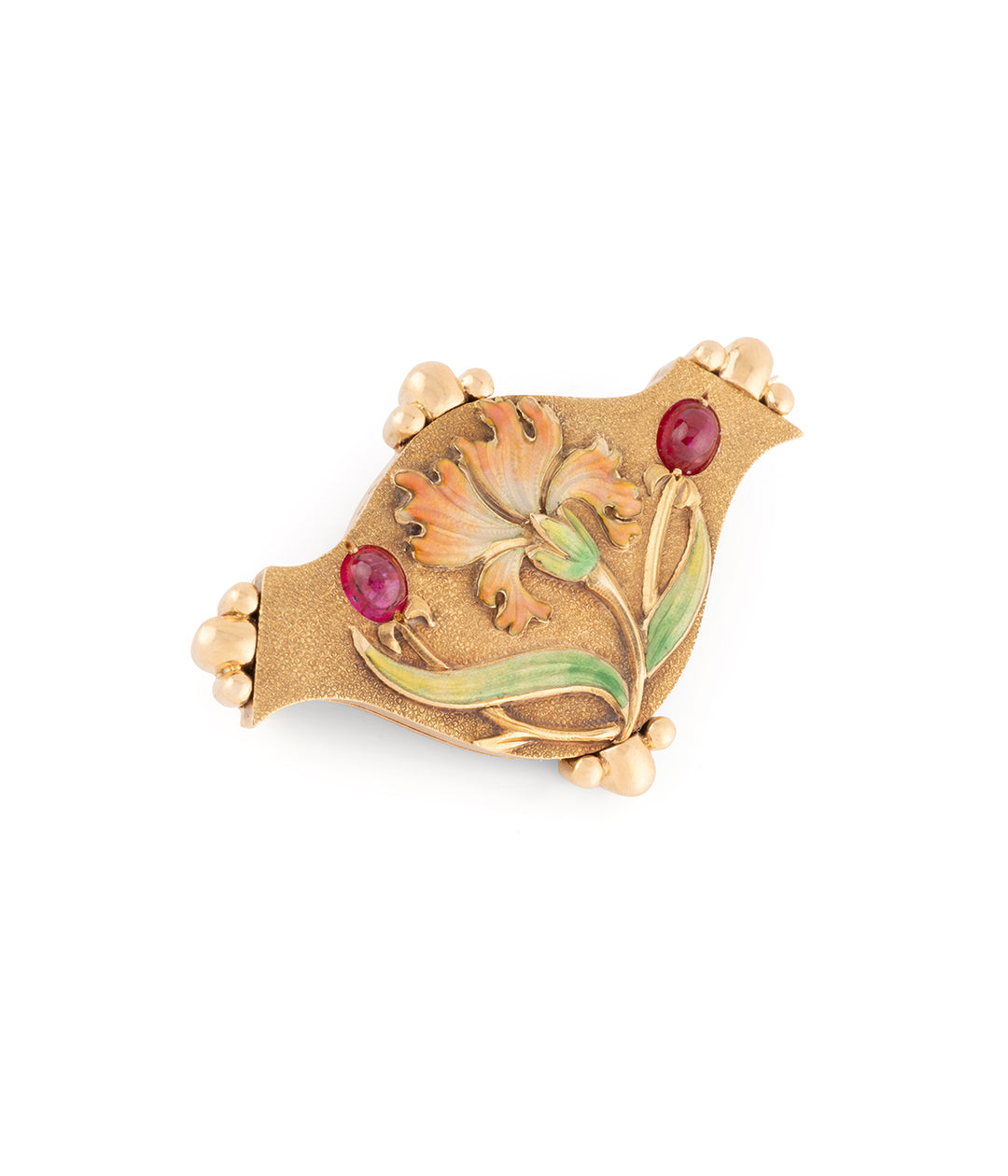 Antique-brooch-flower-rubies-gold-Orina-Caillou-Paris