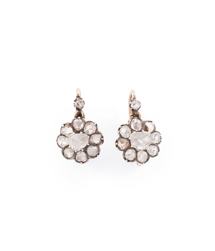 Antique cluster earrings diamonds "Robb" - Caillou Paris