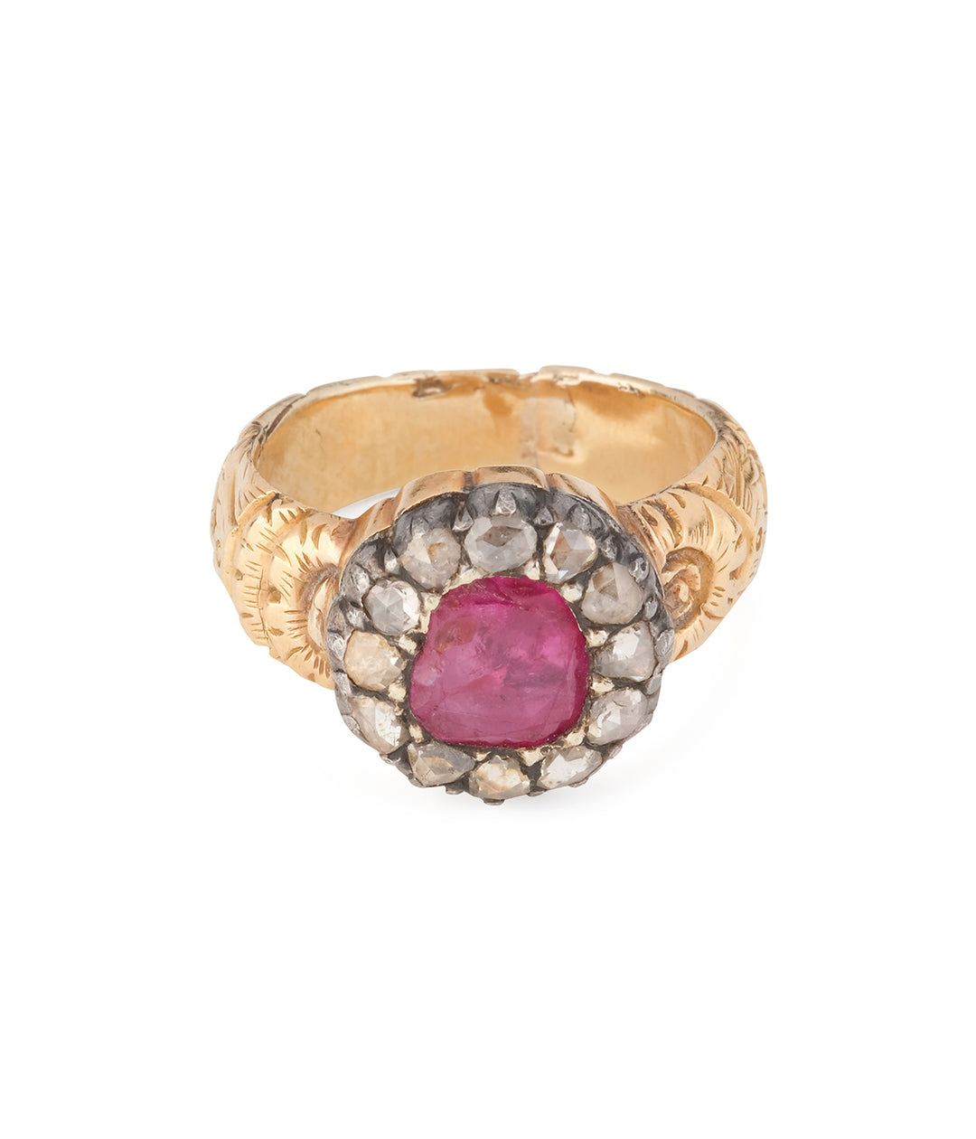 Antique-cluster-ring-ruby-diamonds-Placida-Caillou-Paris