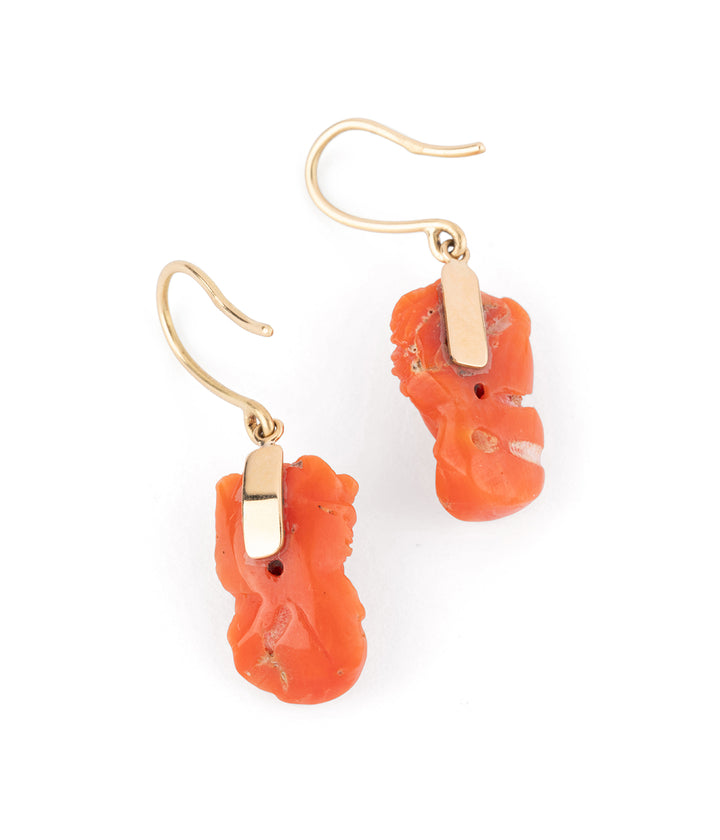 antique coral cameo earrings "Irna" - Caillou Paris