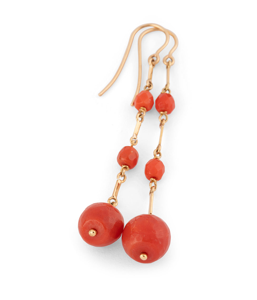 Antique coral gold earrings "Mukti" - Caillou Paris