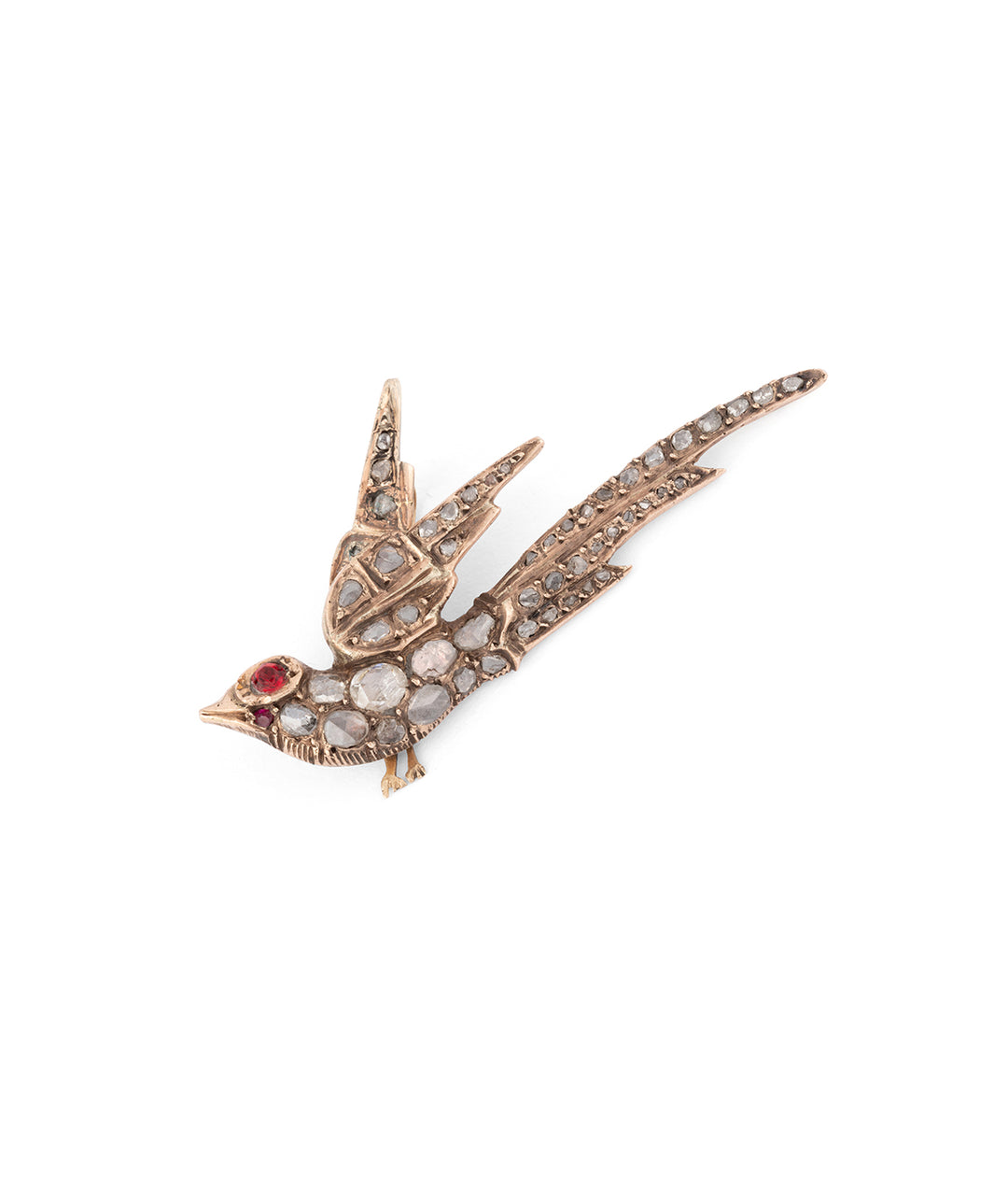 Antique diamond gold bird pendant "Gilia" - Caillou Paris