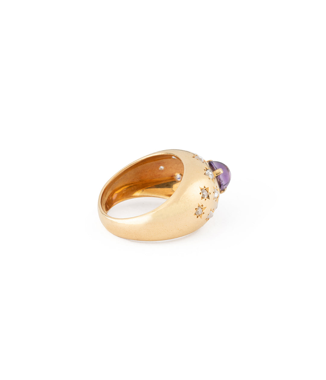 Antique dome ring amethyst diamonds gold Biel - Caillou Paris