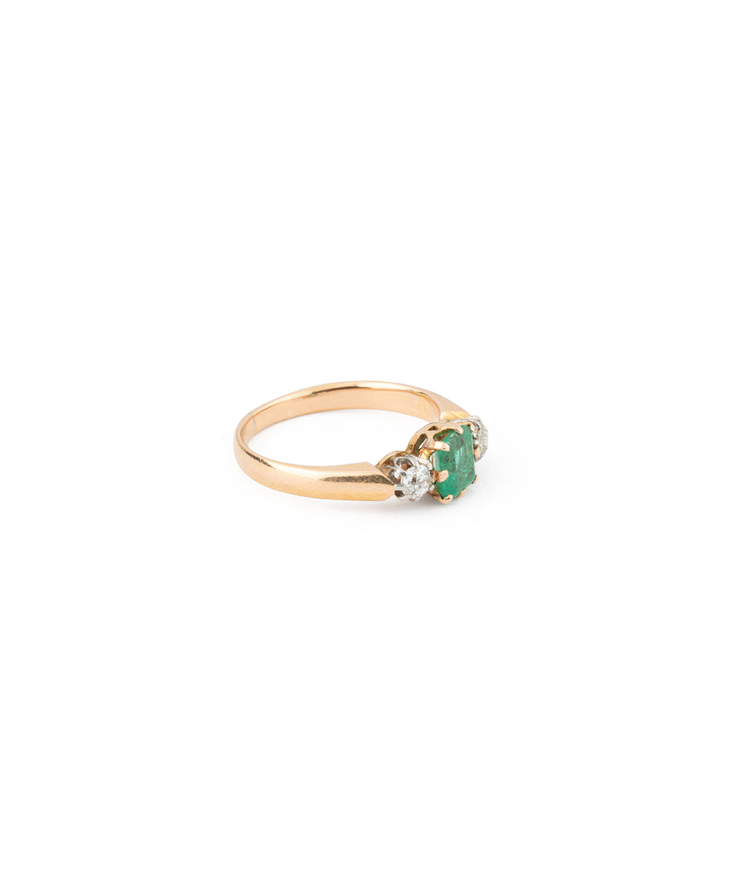Antique emerald diamond engagement ring "Klimka" - Caillou Paris